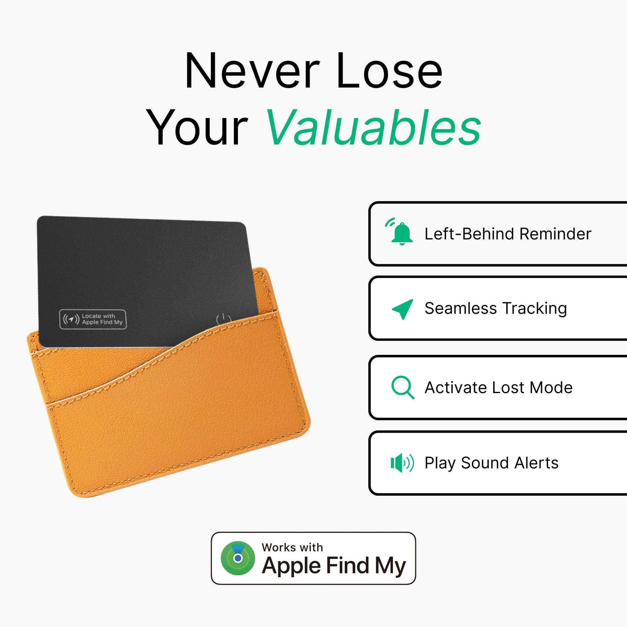 Orange cardholder with Auria tracking card.